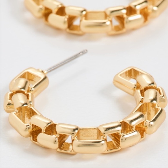 NWT MADEWELL Mixed Chain Medium Hoop Earrings Gold - Picture 6 of 10